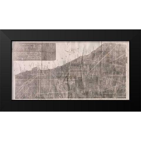 Vintage Map Black Modern Wood Framed Art Print by PI Studio