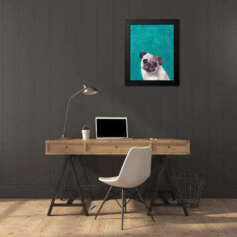 Pug Puppy  Black Modern Wood Framed Art Print by PI Studio