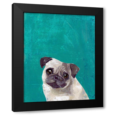 Pug Puppy  Black Modern Wood Framed Art Print with Double Matting by PI Studio