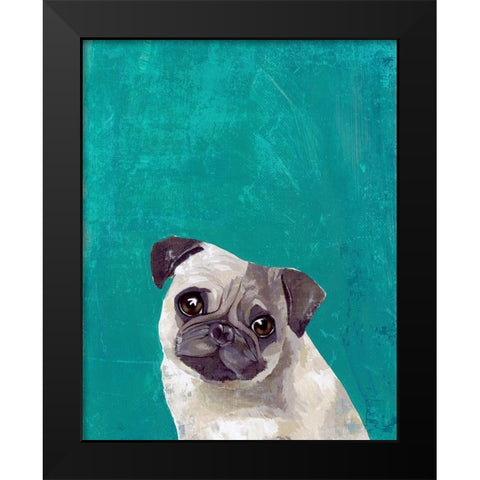 Pug Puppy  Black Modern Wood Framed Art Print by PI Studio