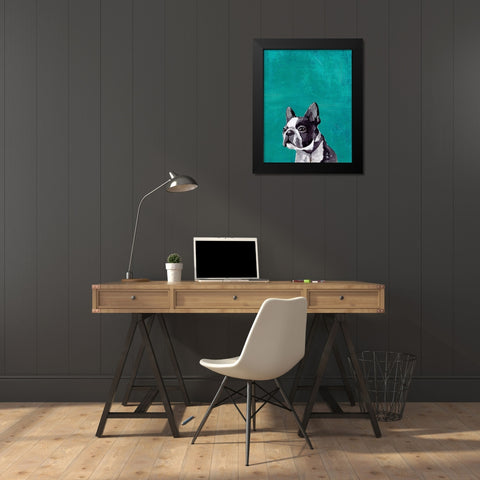 Frenchie Puppy  Black Modern Wood Framed Art Print by PI Studio