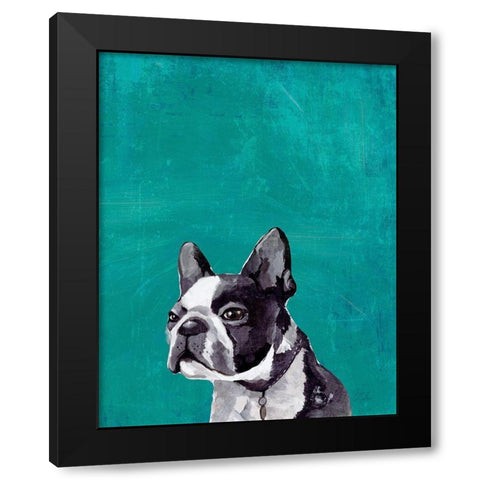 Frenchie Puppy  Black Modern Wood Framed Art Print with Double Matting by PI Studio