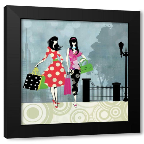 Girls Gone Shopping Black Modern Wood Framed Art Print with Double Matting by Pearce, Allison