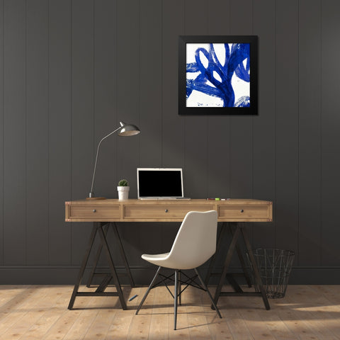 Tenderness Indigo Black Modern Wood Framed Art Print by PI Galerie