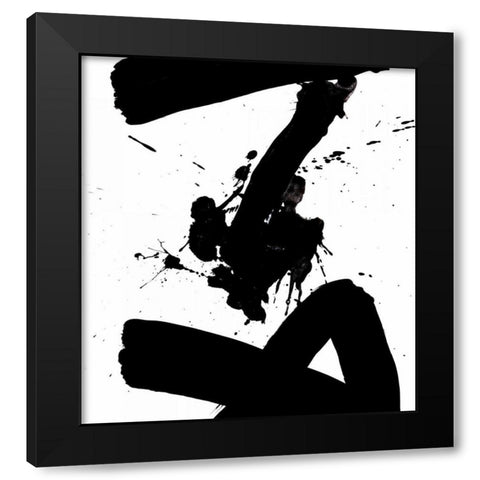 Ink Blot IV Black Modern Wood Framed Art Print by PI Galerie