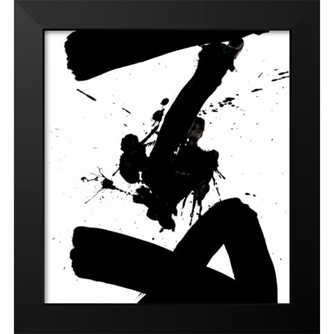 Ink Blot IV Black Modern Wood Framed Art Print by PI Galerie