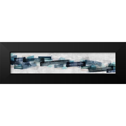 Paint Strokes Black Modern Wood Framed Art Print by PI Galerie