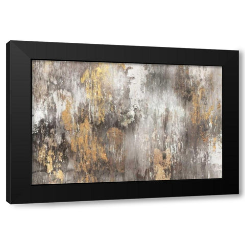 Gold Ikat Black Modern Wood Framed Art Print by PI Galerie