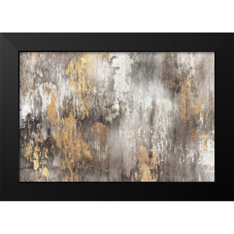 Gold Ikat Black Modern Wood Framed Art Print by PI Galerie