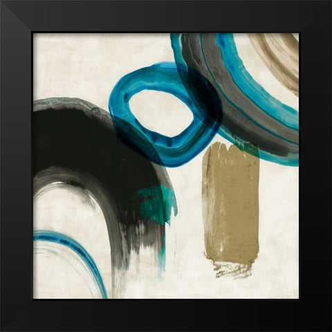 Blue Ring II Black Modern Wood Framed Art Print by PI Galerie