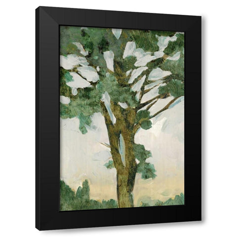 Green Tree Line I Black Modern Wood Framed Art Print by PI Galerie