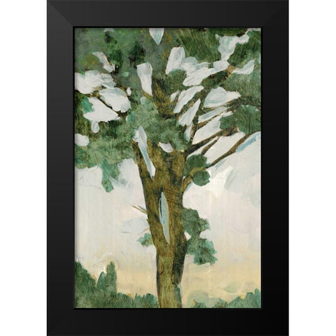Green Tree Line I Black Modern Wood Framed Art Print by PI Galerie