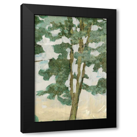 Green Tree Line II Black Modern Wood Framed Art Print with Double Matting by PI Galerie
