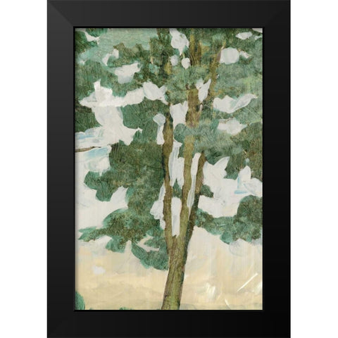 Green Tree Line II Black Modern Wood Framed Art Print by PI Galerie
