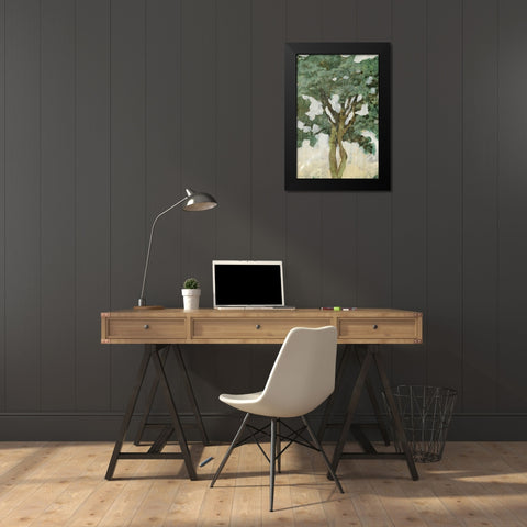 Green Tree Line III Black Modern Wood Framed Art Print by PI Galerie