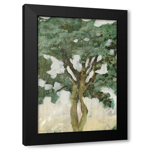 Green Tree Line III Black Modern Wood Framed Art Print by PI Galerie