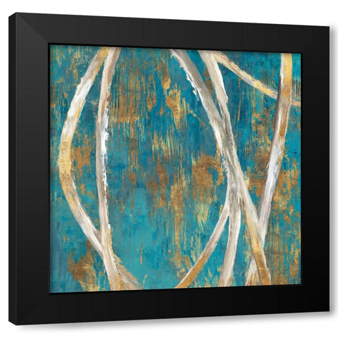 Teal Abstract I Black Modern Wood Framed Art Print by PI Galerie