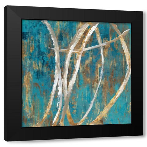 Teal Abstract II Black Modern Wood Framed Art Print by PI Galerie