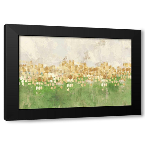 Dancing Stars Green Version Black Modern Wood Framed Art Print with Double Matting by PI Studio