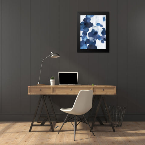 Shadow Pebbles I Indigo Version Black Modern Wood Framed Art Print by PI Studio