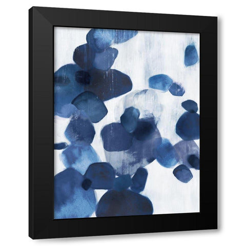 Shadow Pebbles I Indigo Version Black Modern Wood Framed Art Print with Double Matting by PI Studio