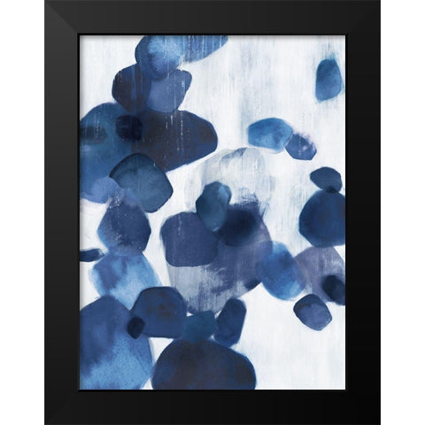 Shadow Pebbles I Indigo Version Black Modern Wood Framed Art Print by PI Studio