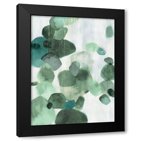 Shadow Pebbles I Mint Version Black Modern Wood Framed Art Print with Double Matting by PI Studio