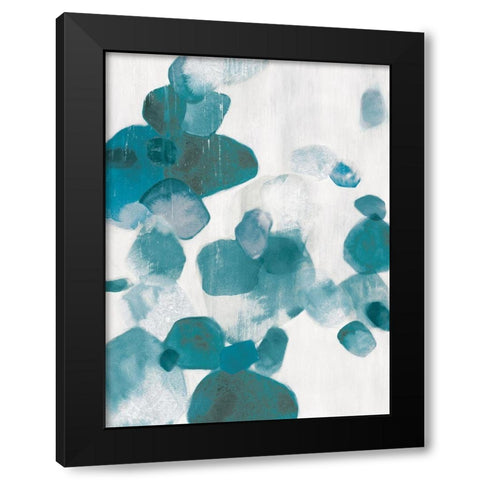 Shadow Pebbles I Teal Version Black Modern Wood Framed Art Print with Double Matting by PI Studio