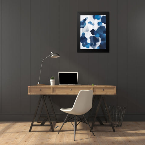 Shadow Pebbles II Indigo Version Black Modern Wood Framed Art Print by PI Studio