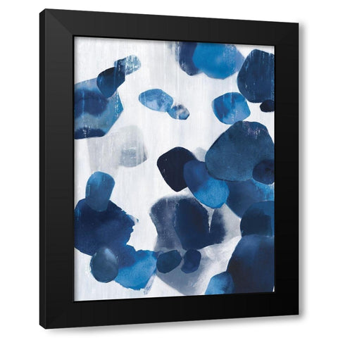 Shadow Pebbles II Indigo Version Black Modern Wood Framed Art Print with Double Matting by PI Studio