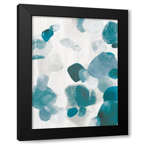 Shadow Pebbles II Teal Version Black Modern Wood Framed Art Print with Double Matting by PI Studio
