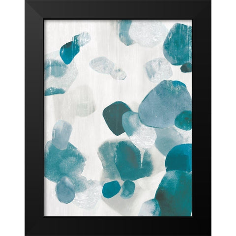 Shadow Pebbles II Teal Version Black Modern Wood Framed Art Print by PI Studio