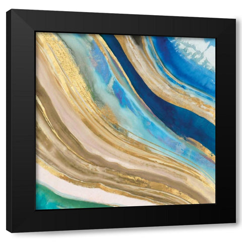 Agate II Black Modern Wood Framed Art Print with Double Matting by PI Gallery