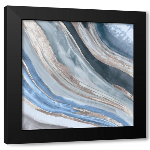 Agate II Silver Version Black Modern Wood Framed Art Print with Double Matting by PI Studio