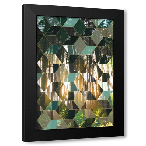 Kaleidescope Visions IV Black Modern Wood Framed Art Print with Double Matting by PI Galerie