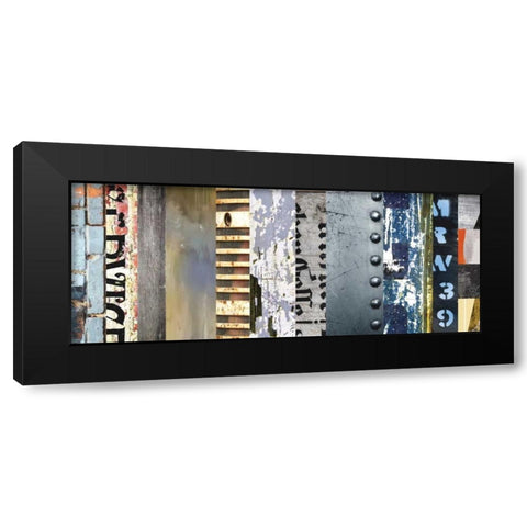 Striped Robotic I Black Modern Wood Framed Art Print with Double Matting by PI Galerie