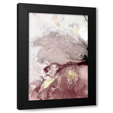 Ocean Splash I Burgundy Version Black Modern Wood Framed Art Print with Double Matting by PI Studio