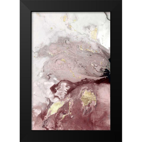 Ocean Splash I Burgundy Version Black Modern Wood Framed Art Print by PI Studio