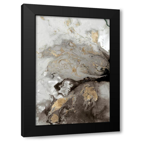 Ocean Splash I Grey Version Black Modern Wood Framed Art Print with Double Matting by PI Studio