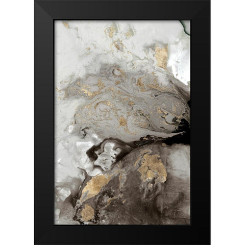 Ocean Splash I Grey Version Black Modern Wood Framed Art Print by PI Studio