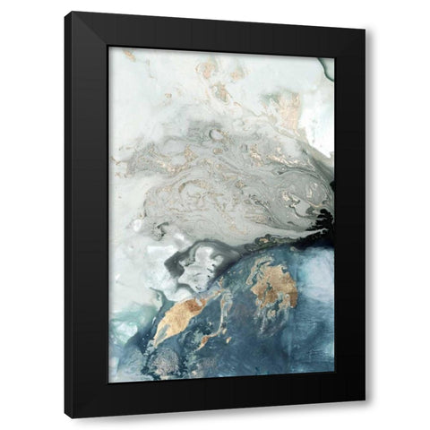 Ocean Splash I Indigo Version Black Modern Wood Framed Art Print with Double Matting by PI Studio