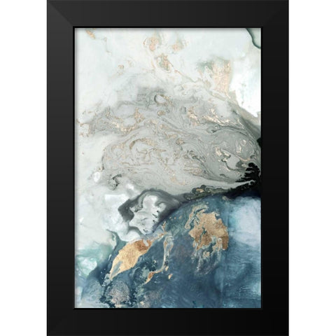 Ocean Splash I Indigo Version Black Modern Wood Framed Art Print by PI Studio