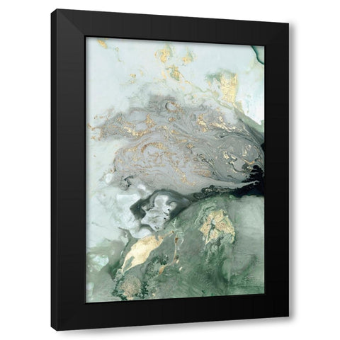 Ocean Splash I Mint Version Black Modern Wood Framed Art Print with Double Matting by PI Studio