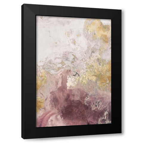 Ocean Splash II Burgundy Version Black Modern Wood Framed Art Print with Double Matting by PI Studio