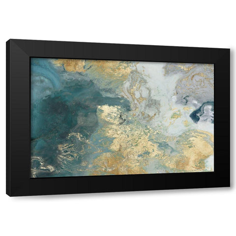 Ocean Splash II Black Modern Wood Framed Art Print with Double Matting by PI Studio