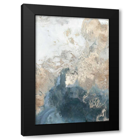 Ocean Splash II Indigo Version Black Modern Wood Framed Art Print with Double Matting by PI Studio