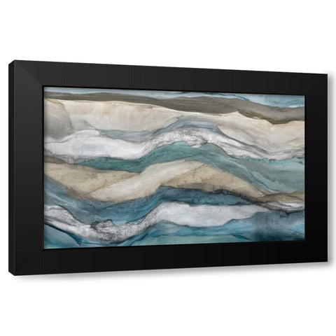 Waves Black Modern Wood Framed Art Print with Double Matting by PI Studio