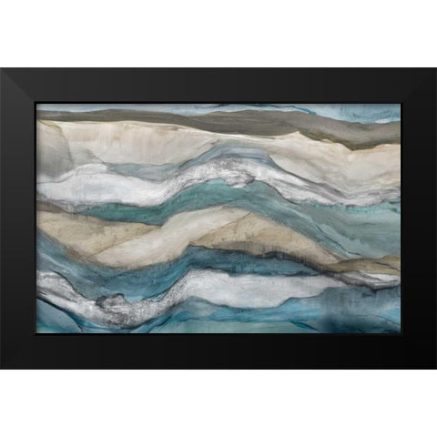 Waves Black Modern Wood Framed Art Print by PI Studio