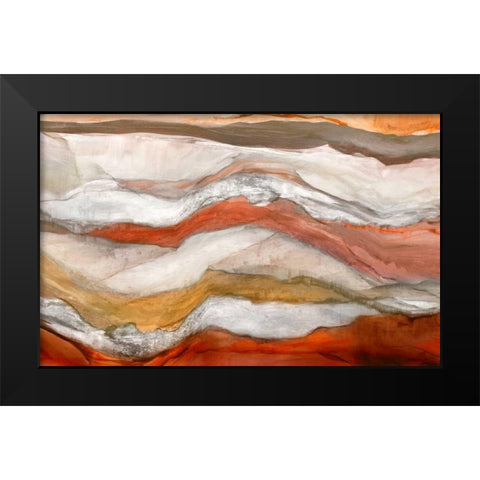 Waves Cinnamon Version Black Modern Wood Framed Art Print by PI Studio