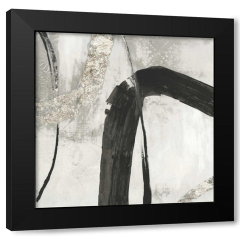 Black Ink II Black Modern Wood Framed Art Print with Double Matting by PI Studio